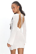 Carousel Backless Knit Mini Dress White