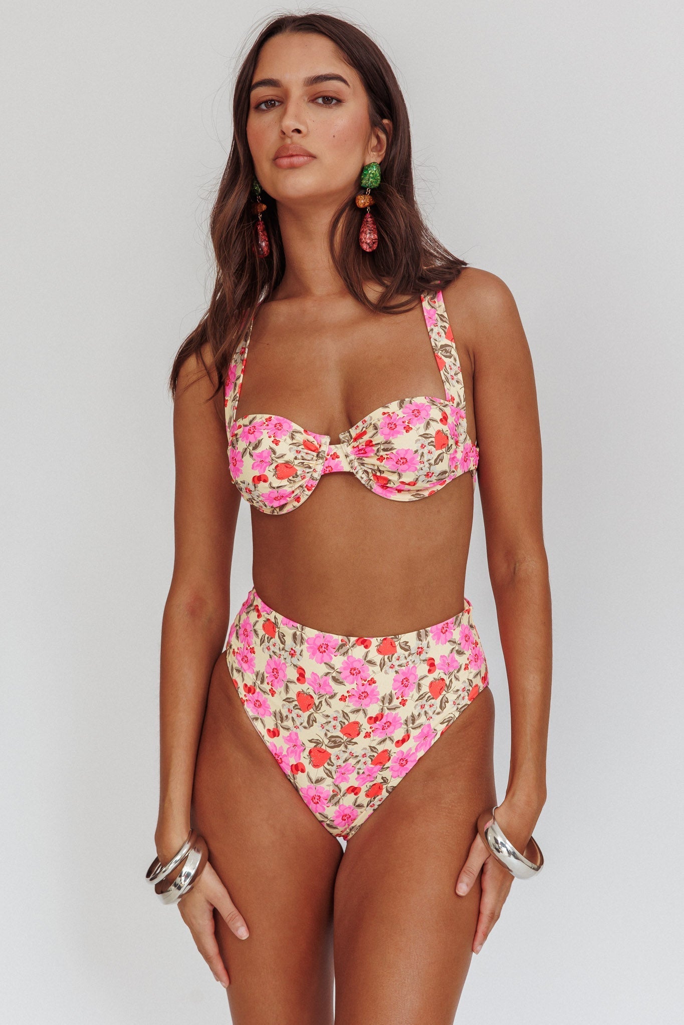 Harmonia High Waist Bikini Bottom Yellow Floral