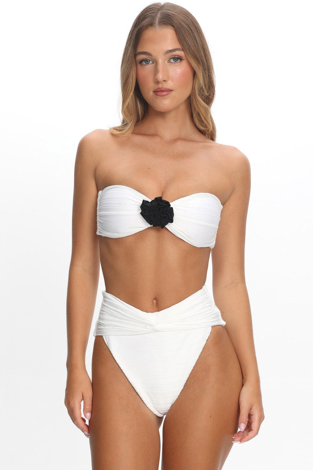 Monique High Waist Twist Bikini Bottom Ivory