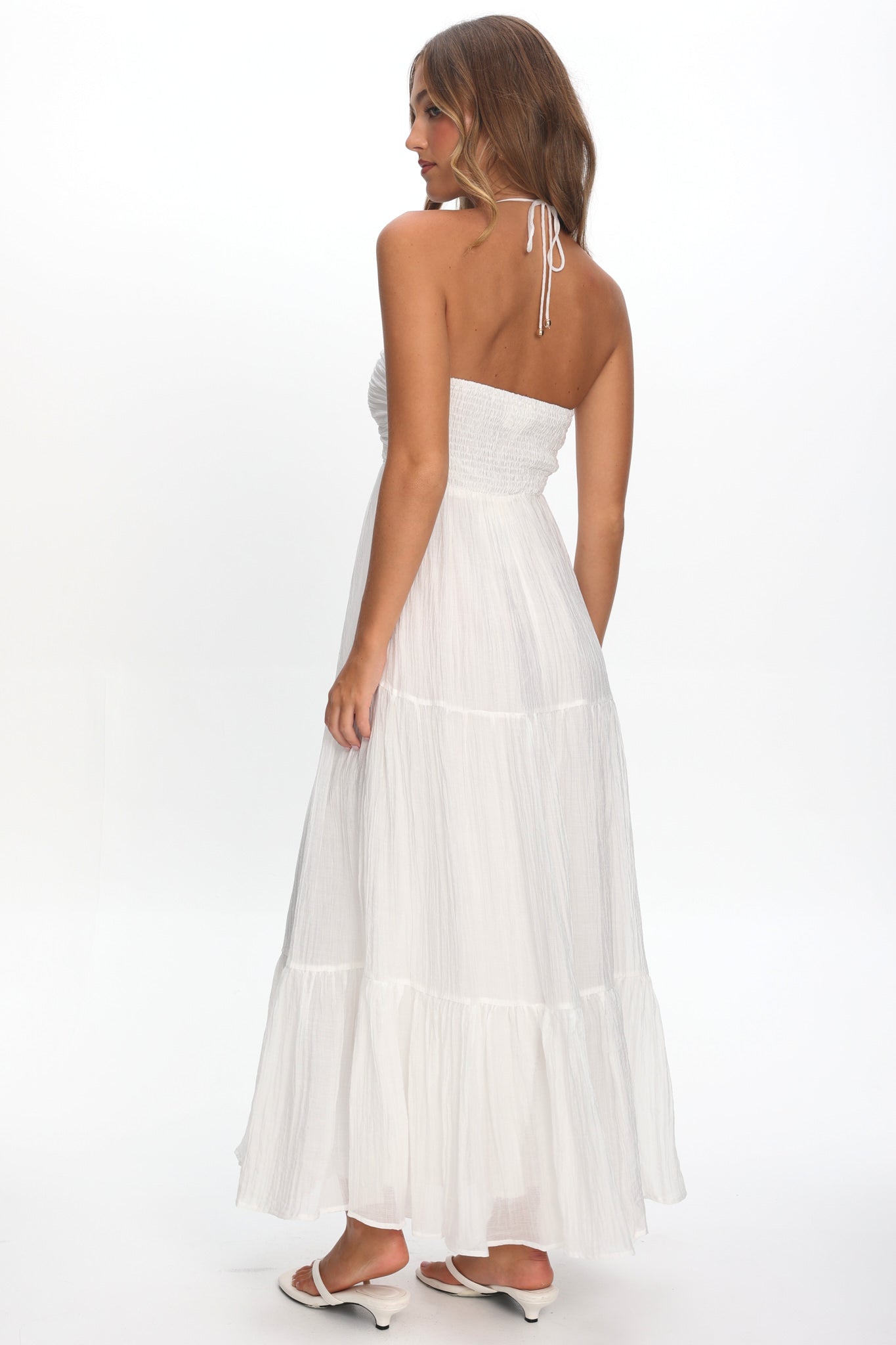 Dorelle V-Bust Halter Maxi Dress White