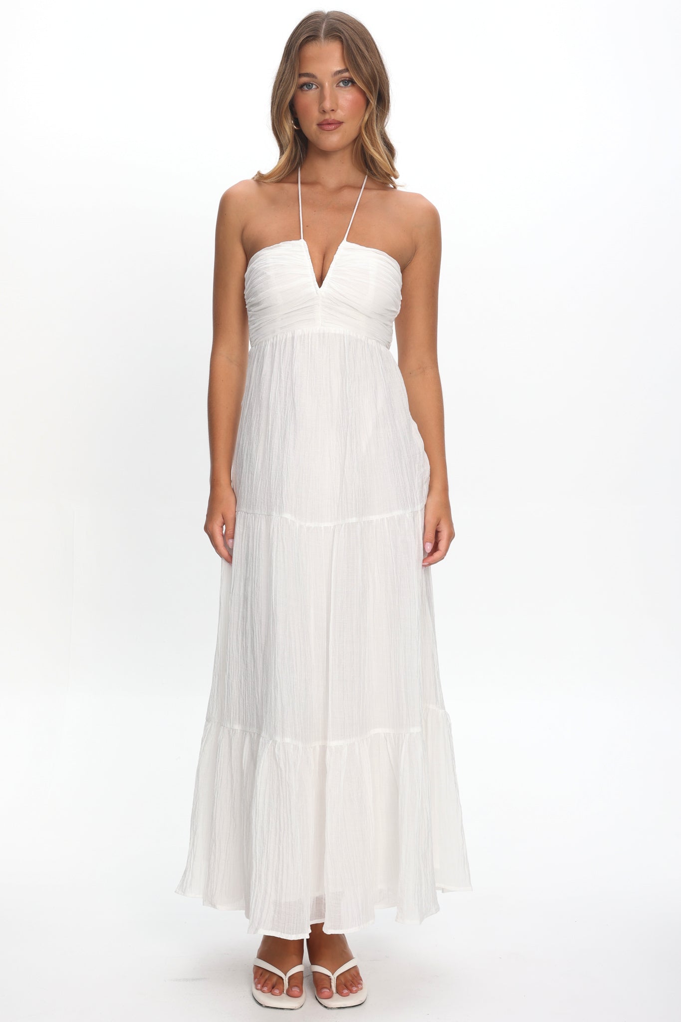 Dorelle V-Bust Halter Maxi Dress White