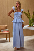 Provence Bloom Peplum Maxi Dress Blue