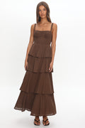 Provence Bloom Tiered Maxi Dress Chocolate