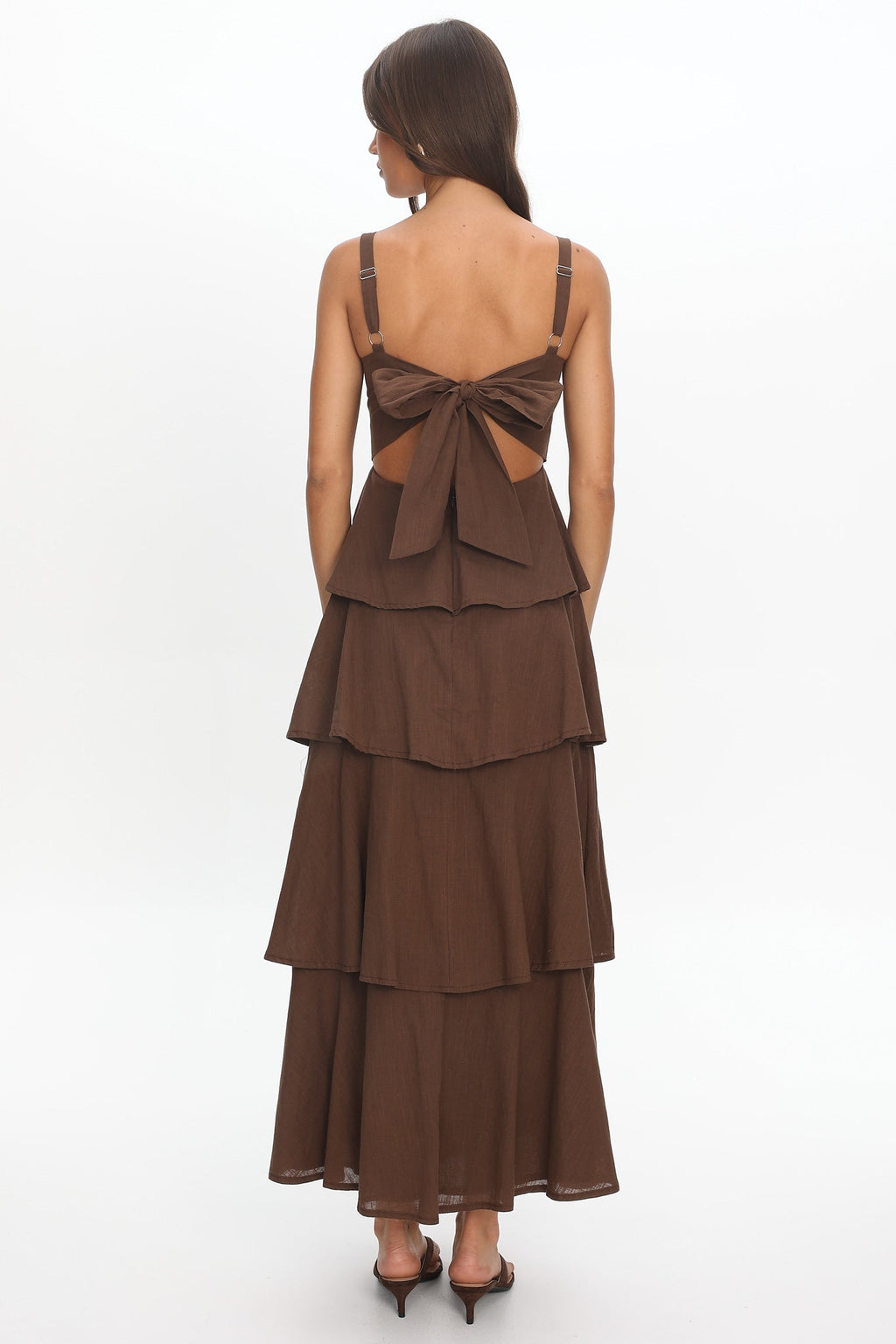 Provence Bloom Tiered Maxi Dress Chocolate