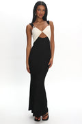 Freyja Contrast Maxi Dress Oyster/Black