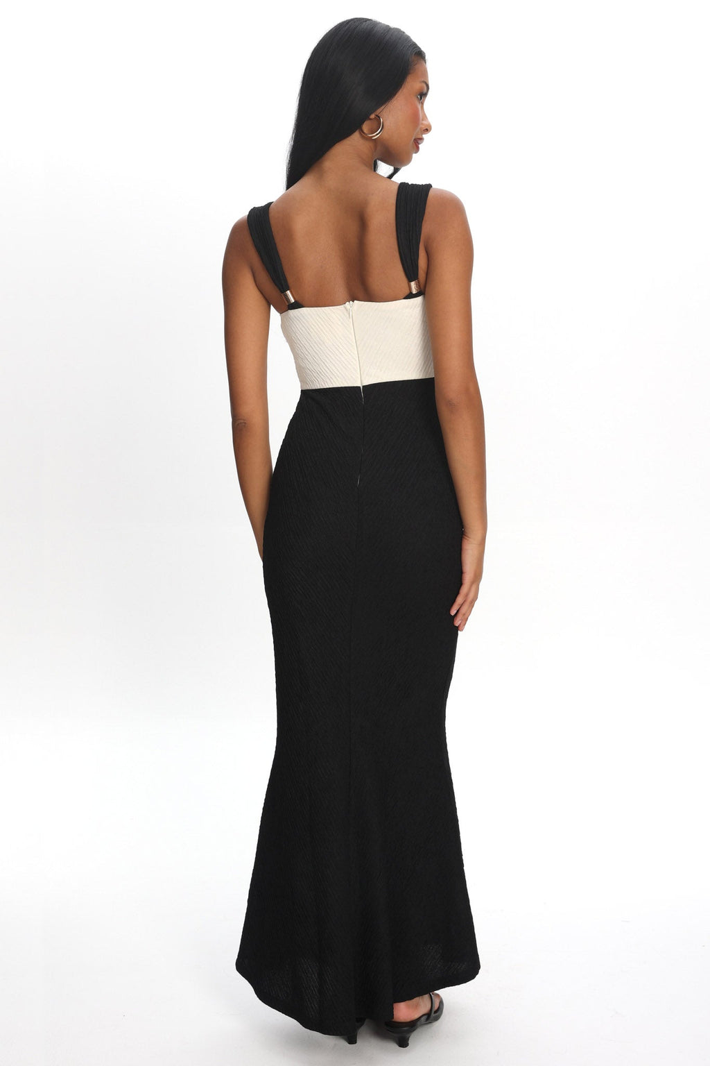 Freyja Contrast Maxi Dress Oyster/Black