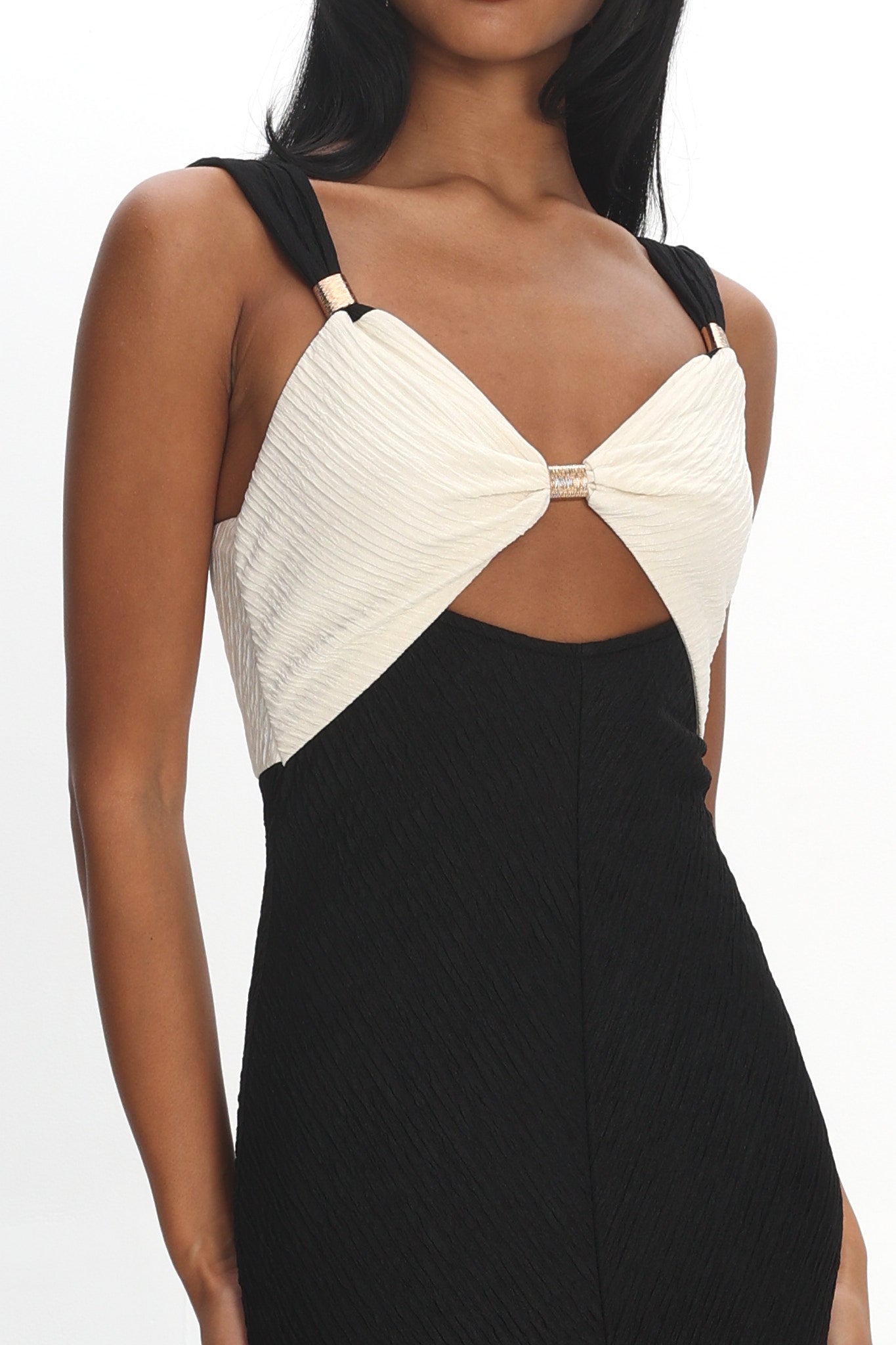 Freyja Contrast Maxi Dress Oyster/Black