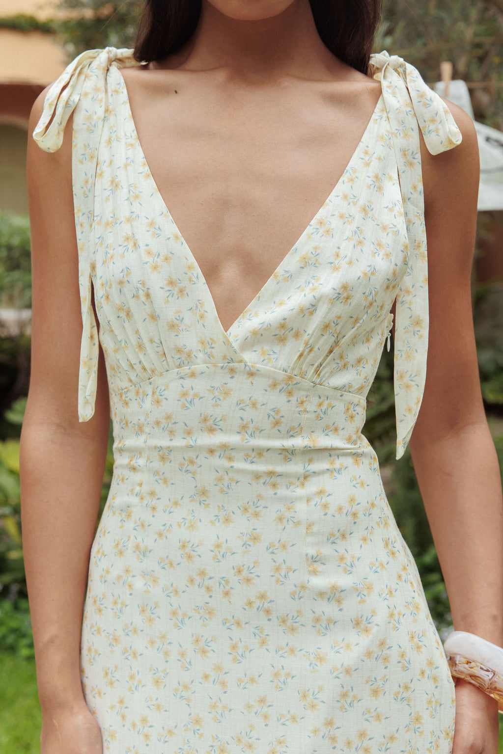 Manhattan Summer Tied Shoulder Maxi Dress Yellow