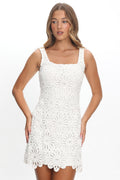 Karrla Crochet Lace Mini Dress White