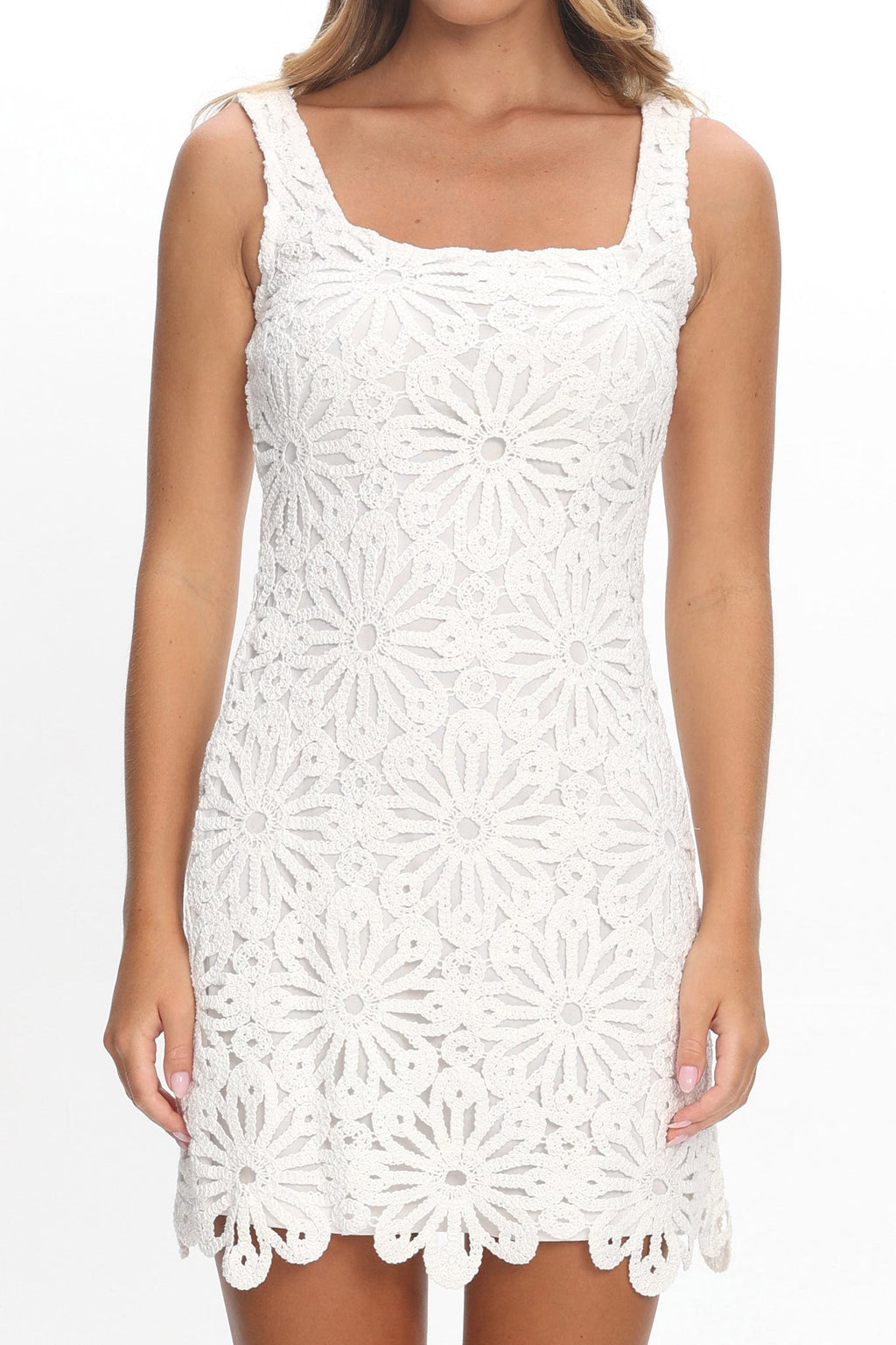 Karrla Crochet Lace Mini Dress White