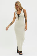 Karyssa Tied Bust Knit Maxi Dress Sand