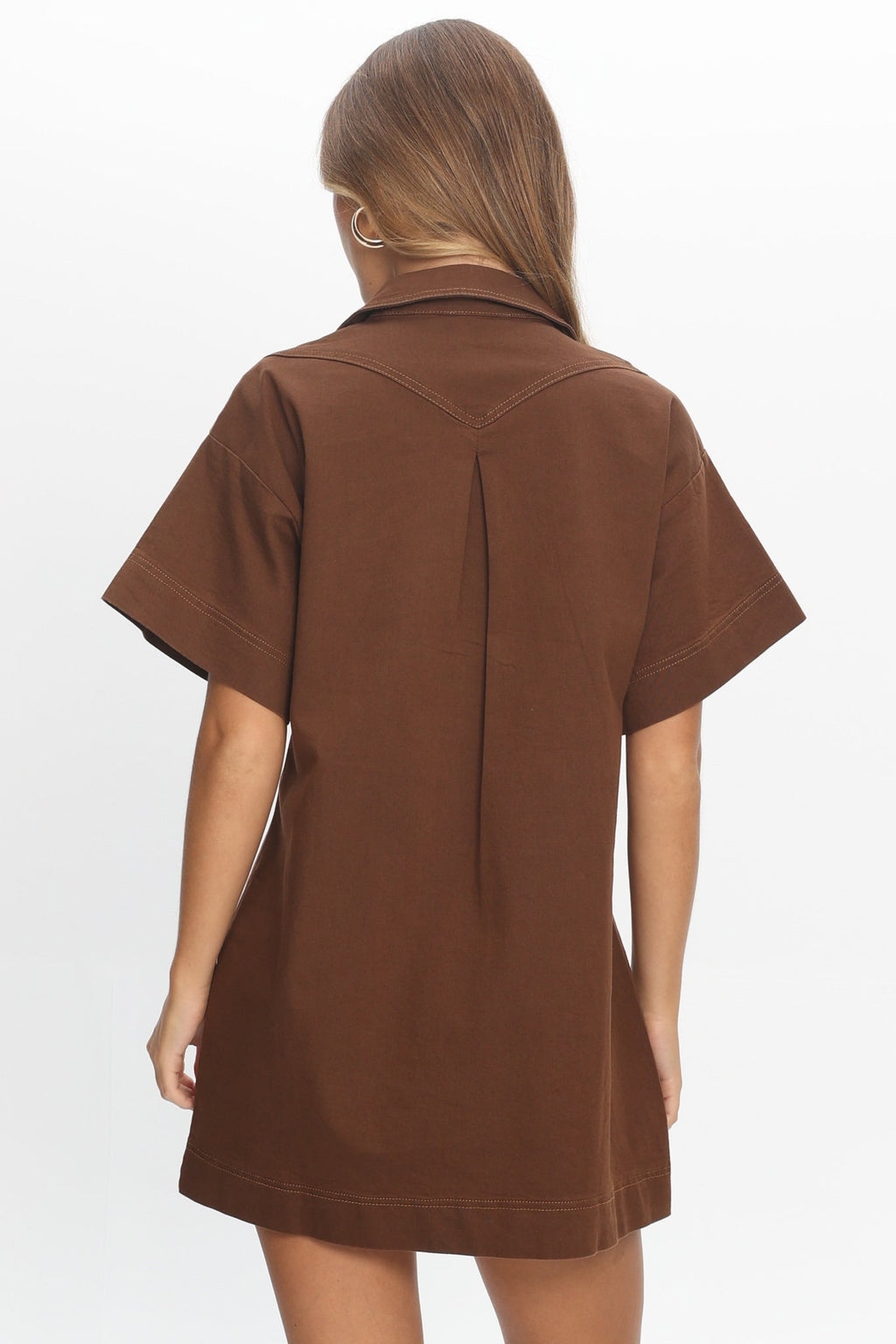 Mariska Collared Mini Dress Chocolate