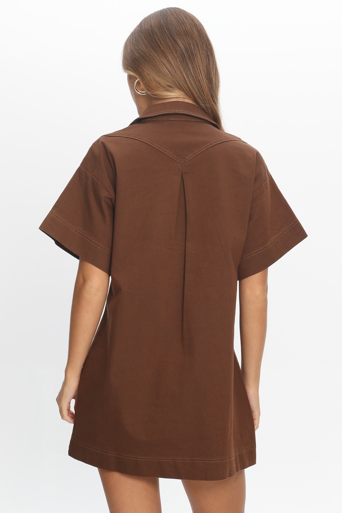 Mariska Collared Mini Dress Chocolate