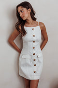 Love's Embrace Button Front Mini Dress Milk
