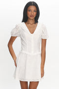 Aylin Collared Eyelet Mini Dress White