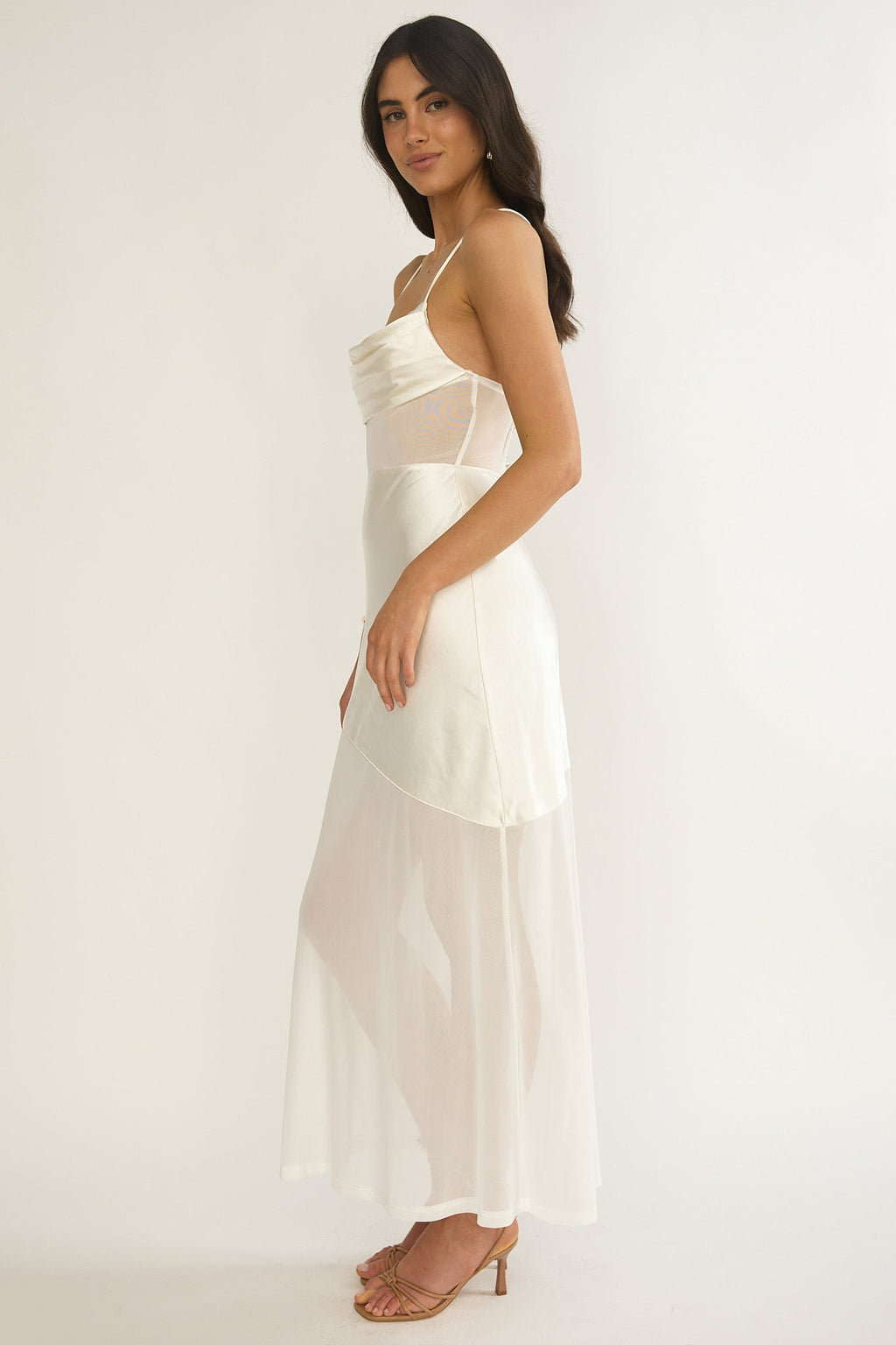 Golden Era Sheer Waist Maxi Dress Oyster