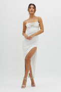 Misha Embellished Bust Midi Dress White