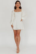 Chamberlain Balloon Sleeves Mini Dress White