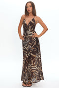 Dreamy Day Bead Back Maxi Dress Print Chocolate