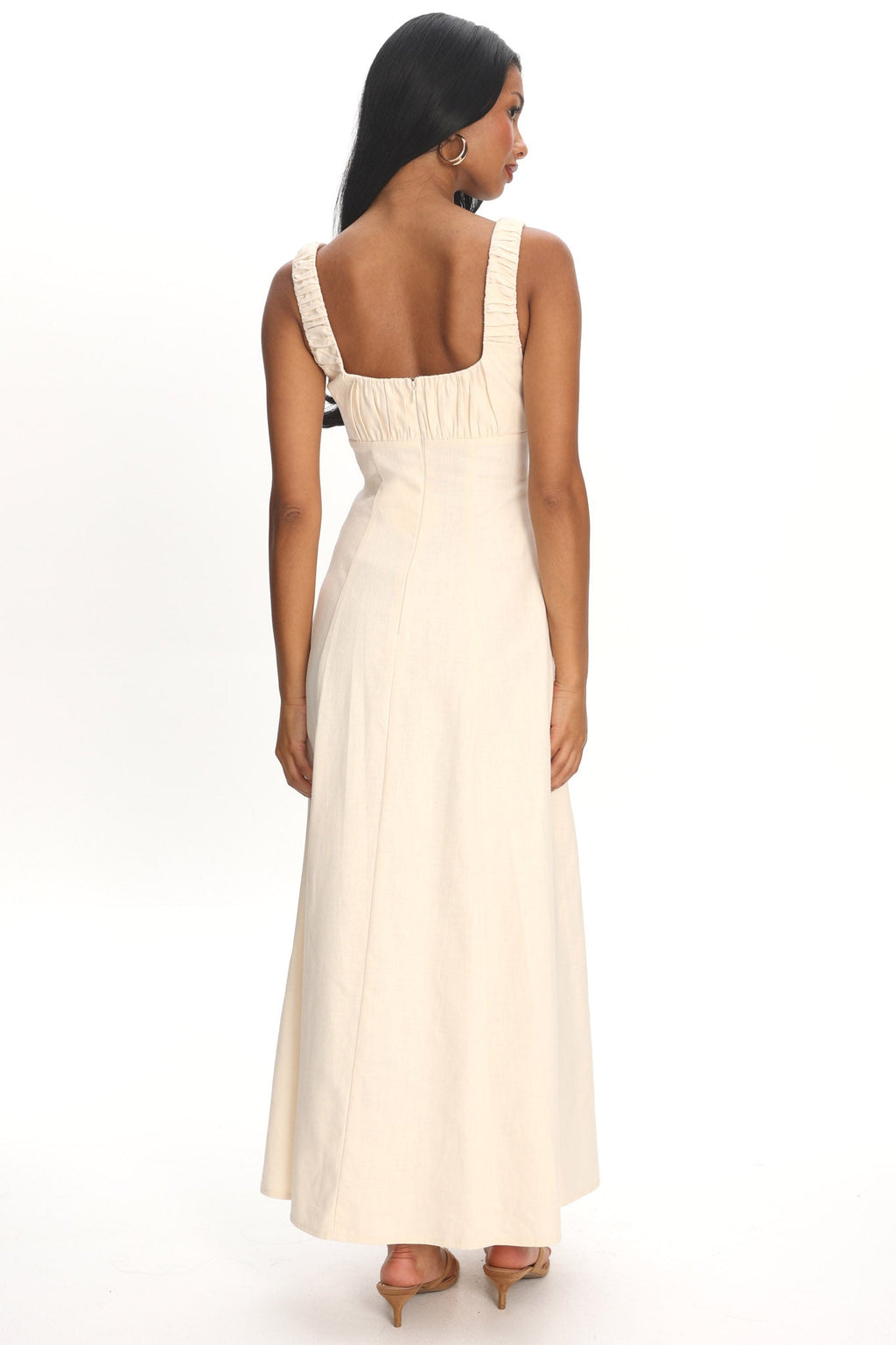 Aila Gathered Bust Maxi Dress Cream