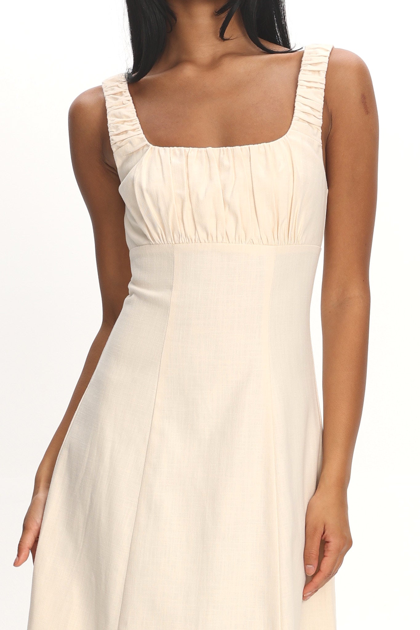 Aila Gathered Bust Maxi Dress Cream