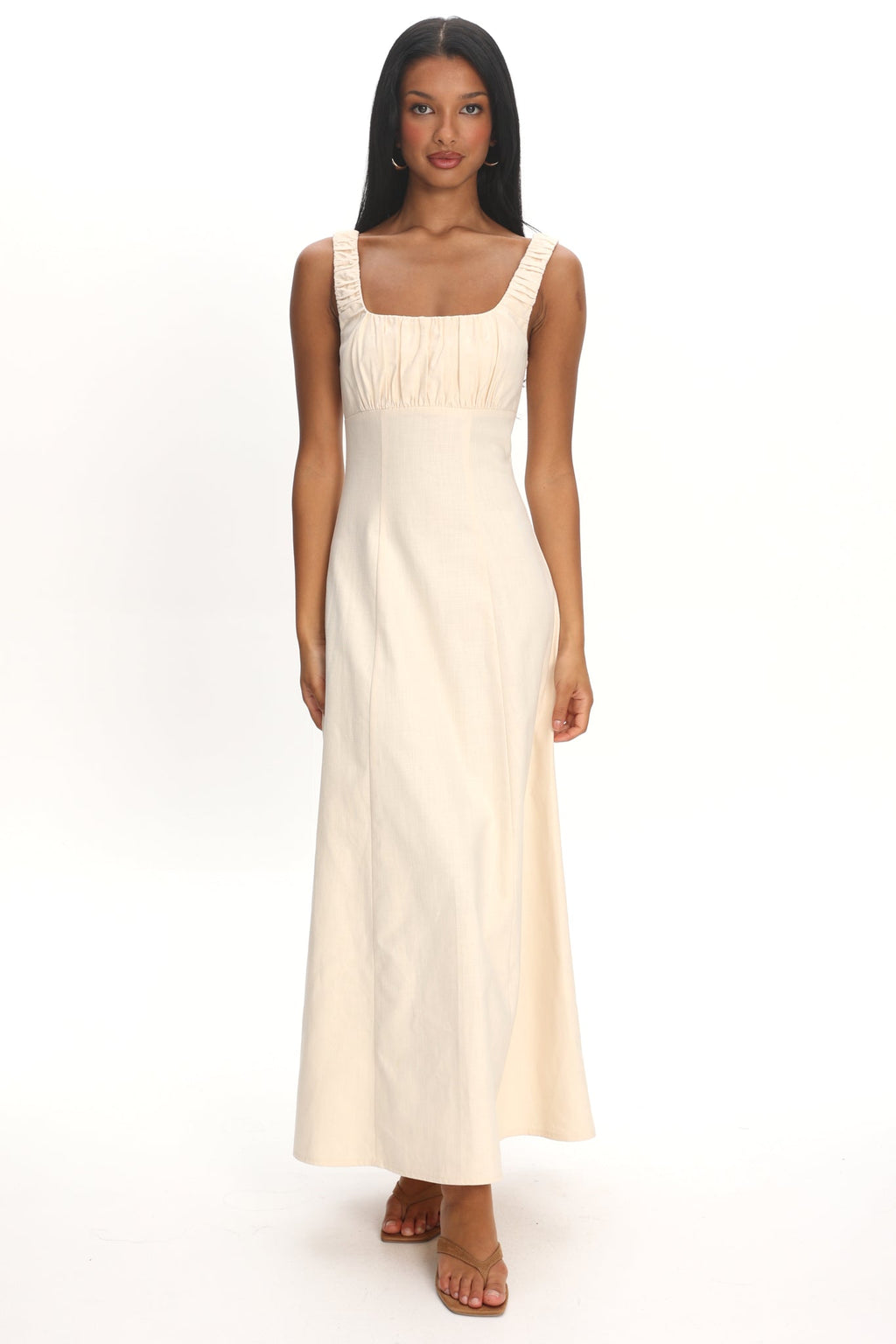 Aila Gathered Bust Maxi Dress Cream