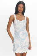 Meadows Ric Trim Mini Dress Print Light Blue