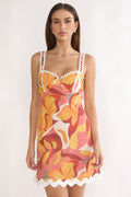 Meadows Ric Ric Trim Mini Dress Print Orange