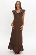Anohana Ruffle Maxi Dress Chocolate