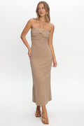 Letisha Textured Halter Maxi Dress Clay