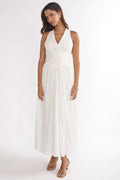 Sundrenched Halter Maxi Dress Eyelet White