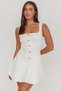 Big Plans Button Front Mini Dress White