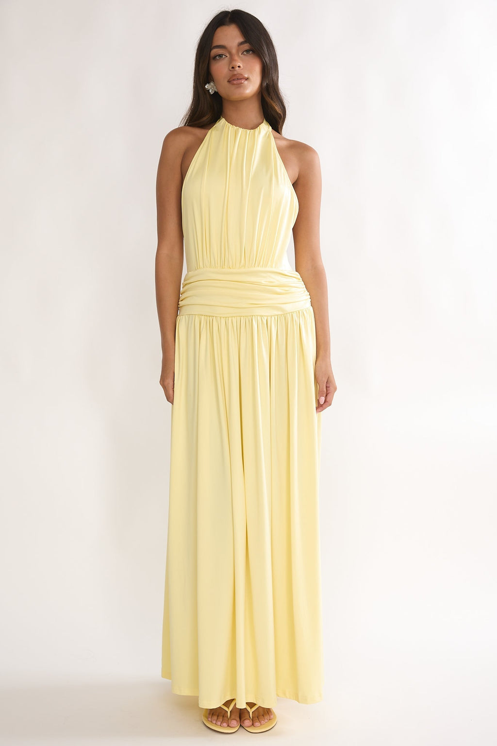 Trouville Backless Halter Maxi Dress Sunflower