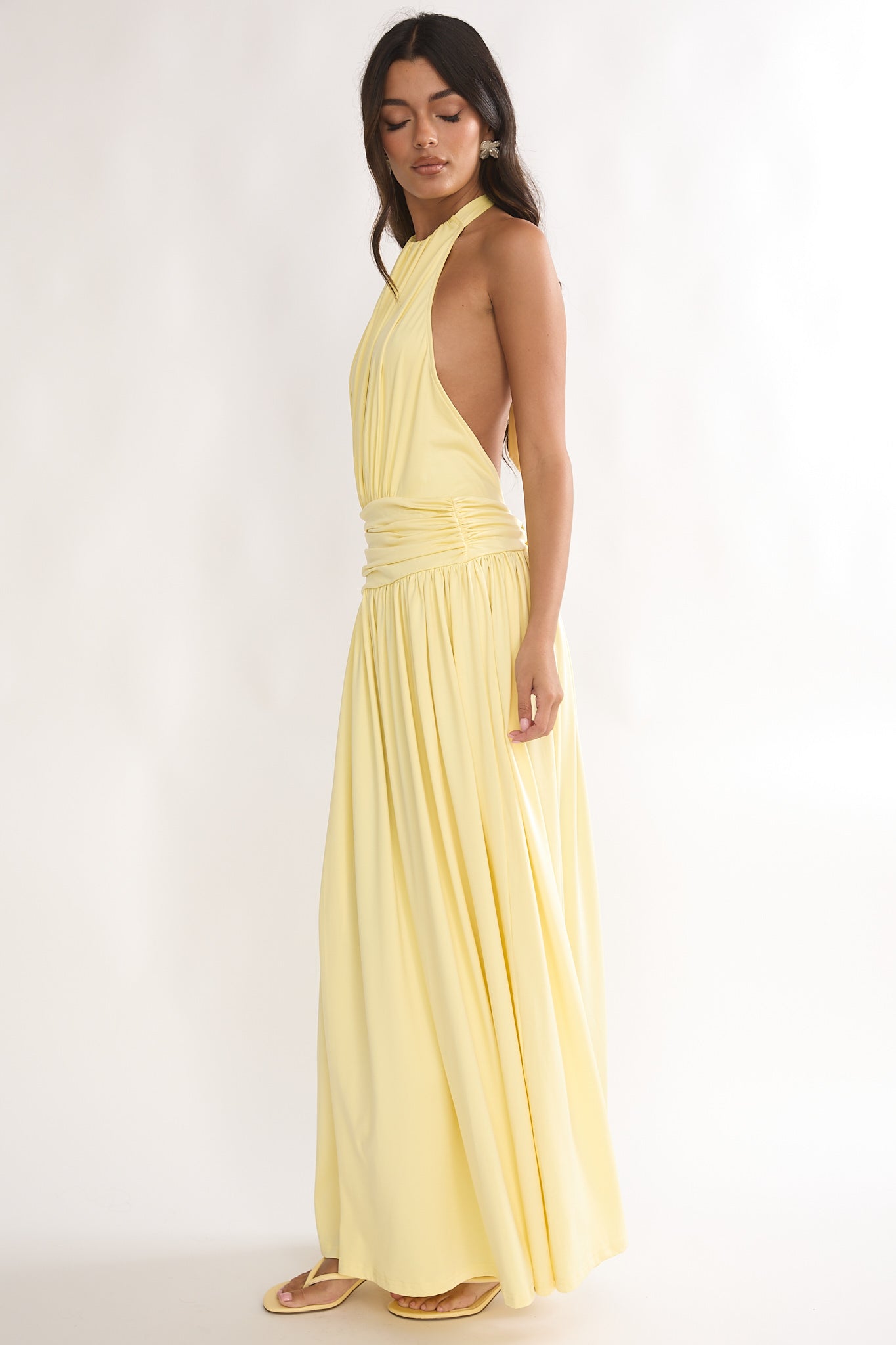 Trouville Backless Halter Maxi Dress Sunflower
