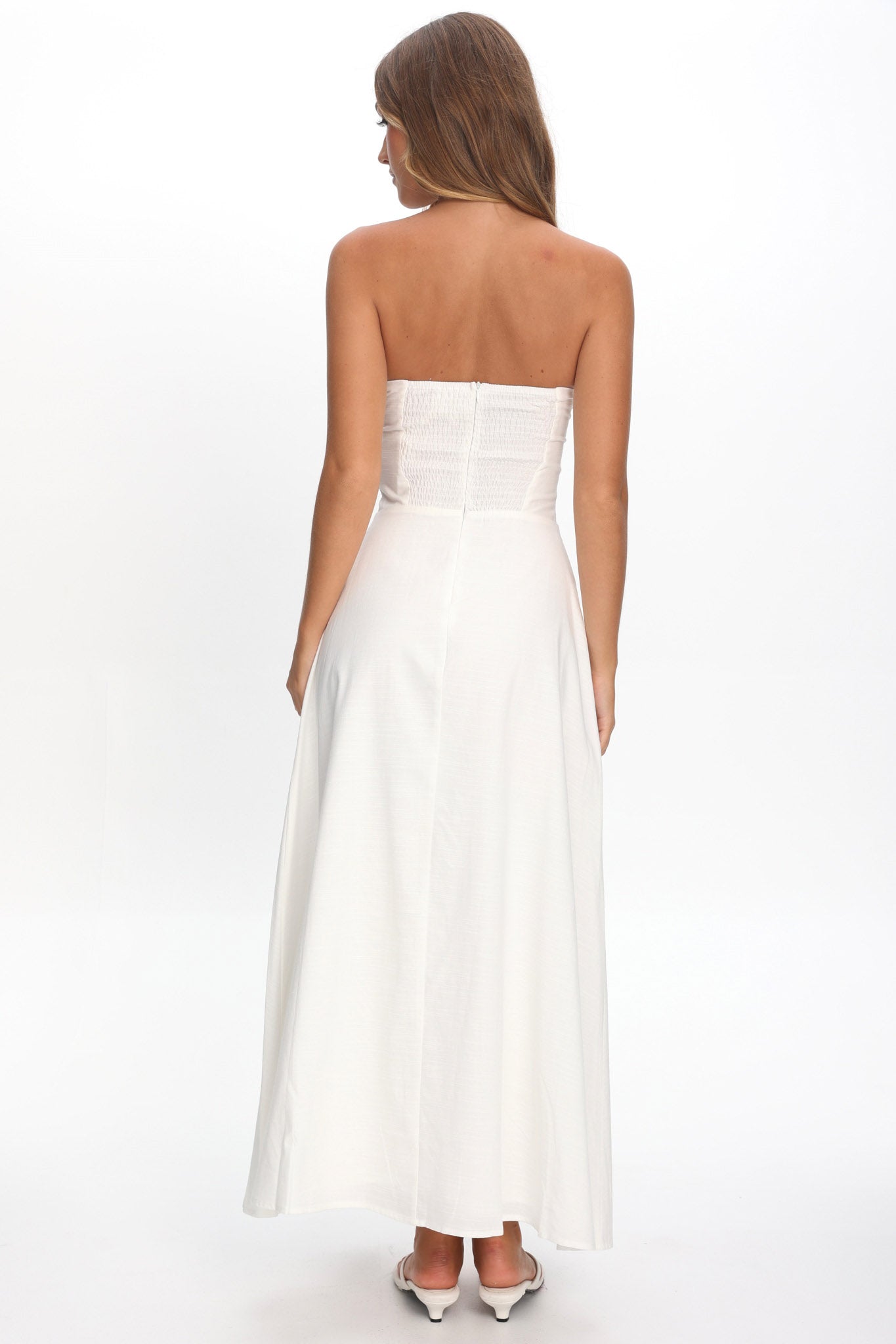 Celandra Bow Bodice Maxi Dress White