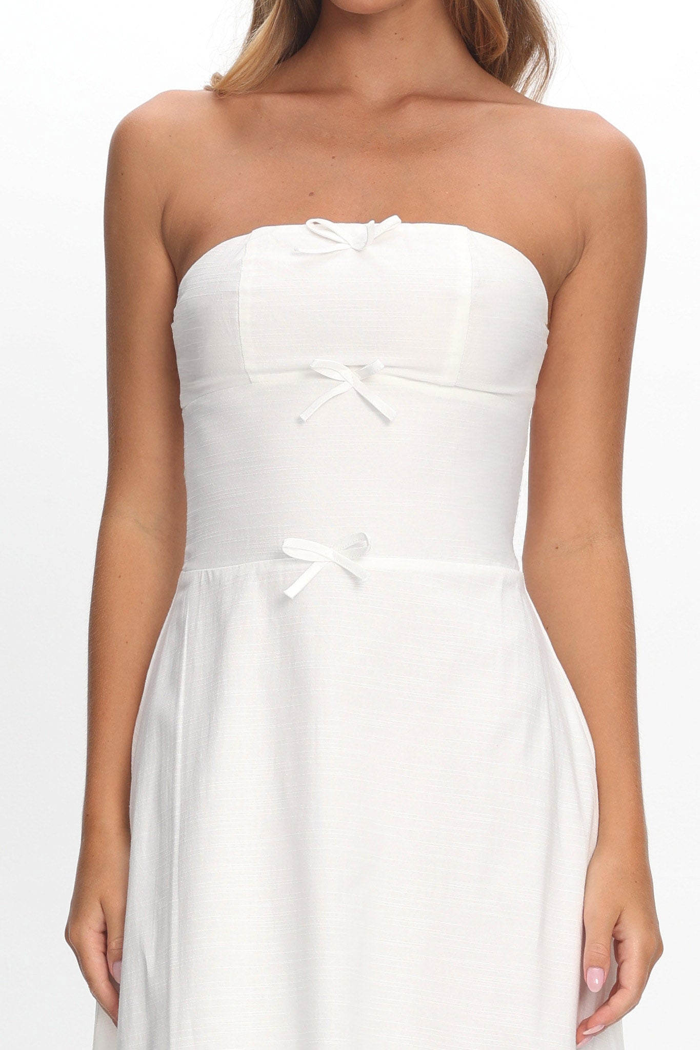 Celandra Bow Bodice Maxi Dress White