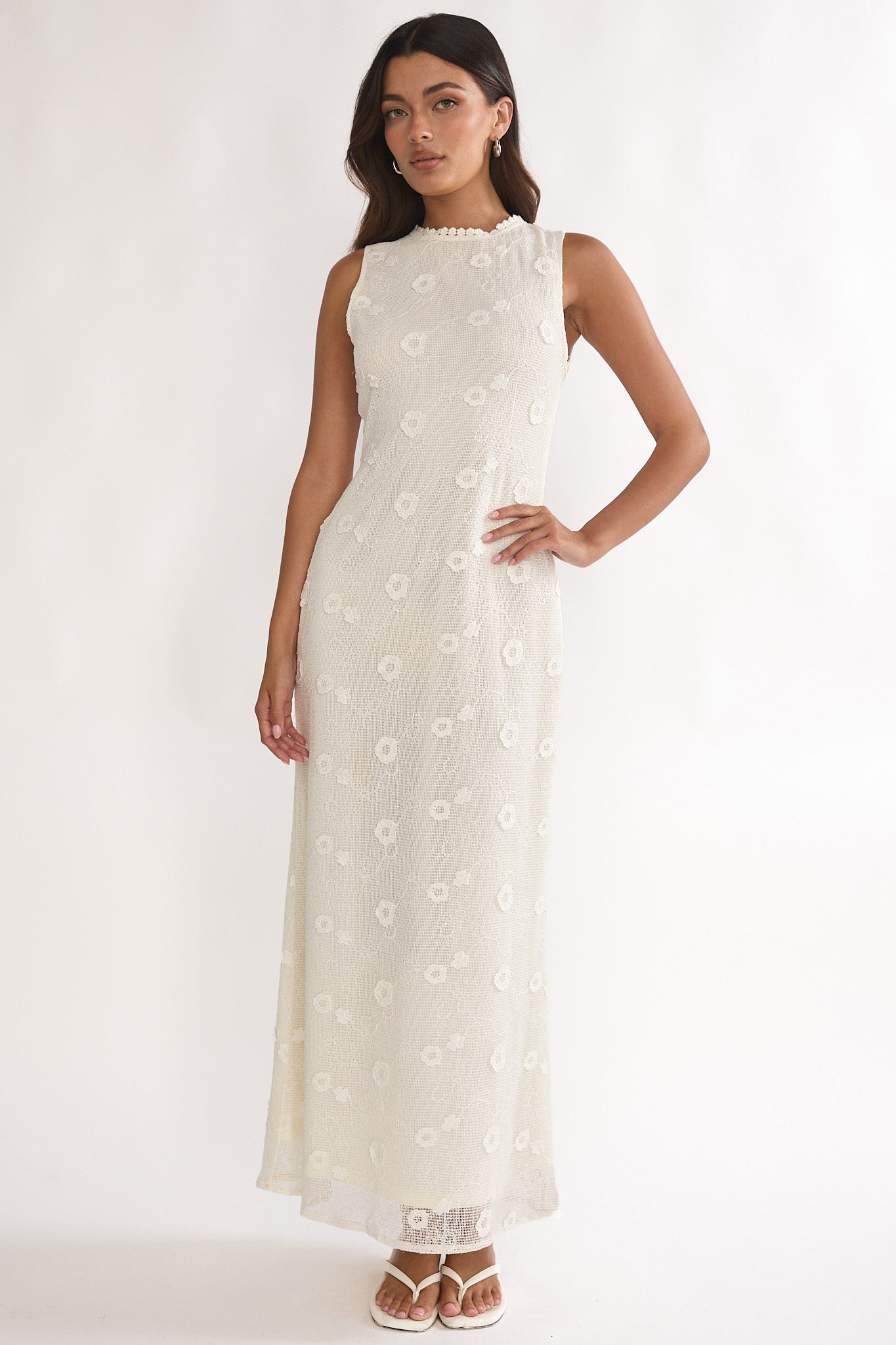 Kensi Sleeveless Crochet Maxi Dress Oat