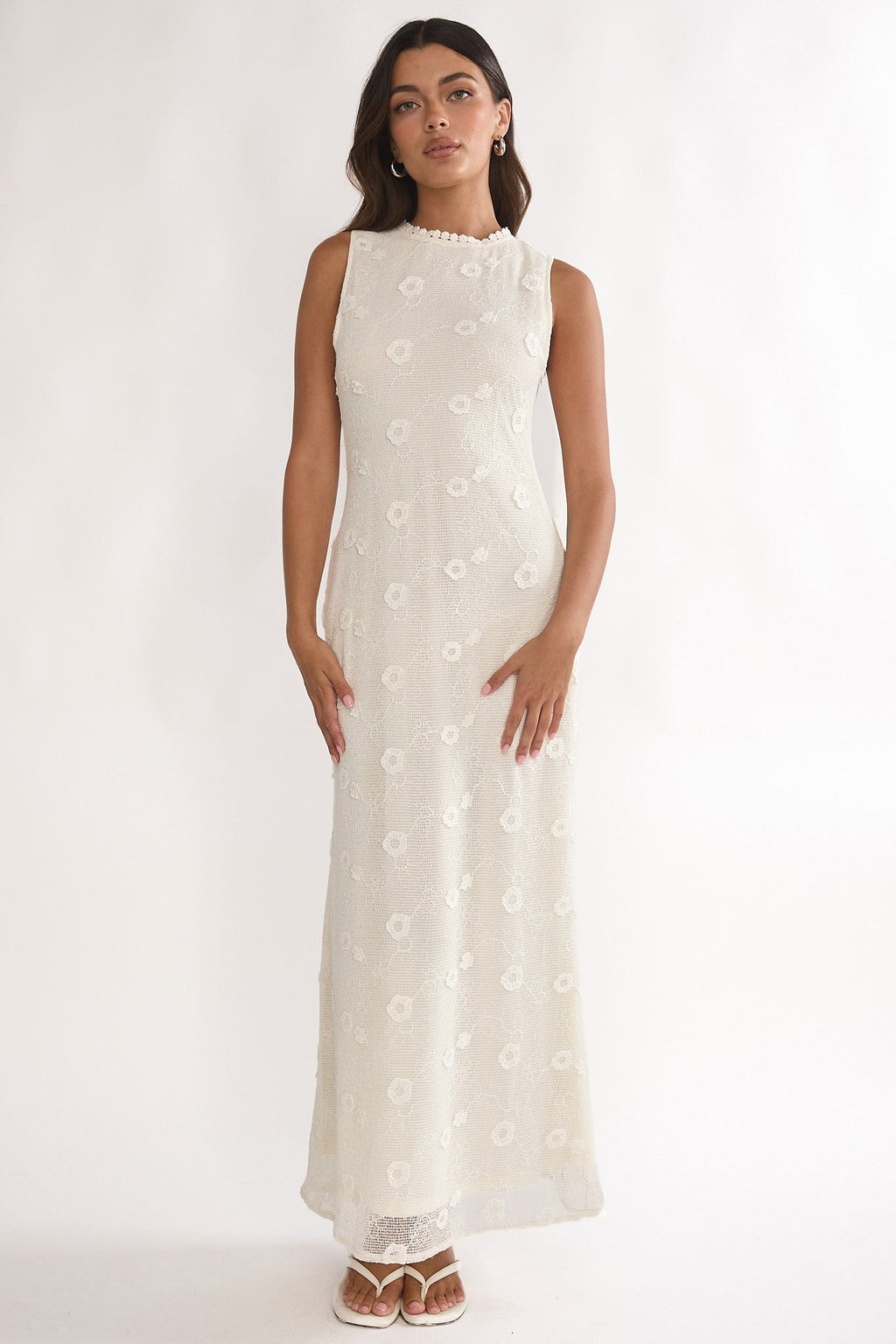 Kensi Sleeveless Crochet Maxi Dress Oat