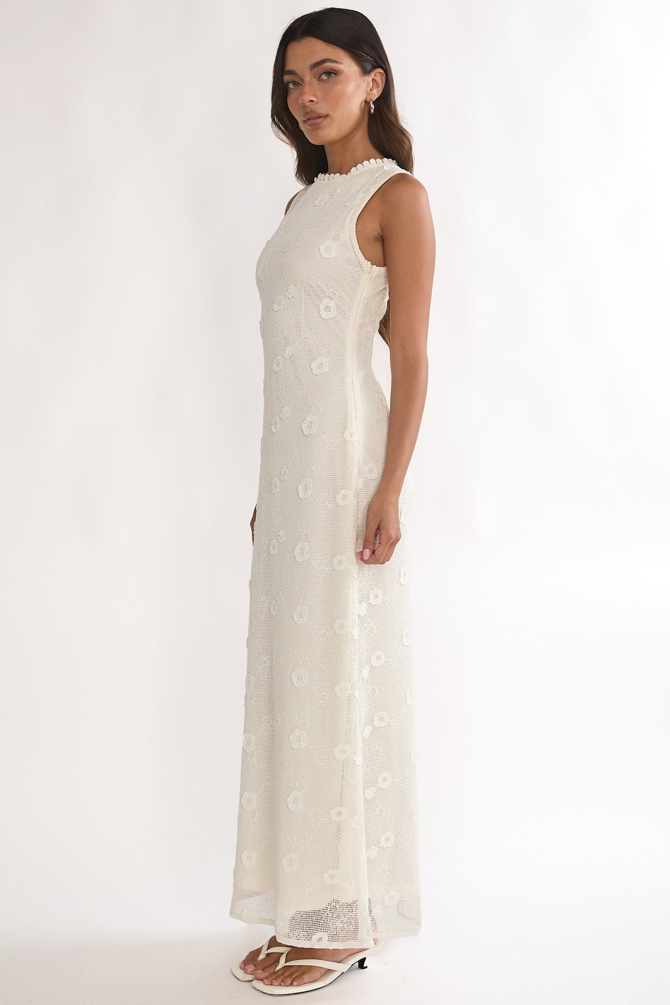 Kensi Sleeveless Crochet Maxi Dress Oat