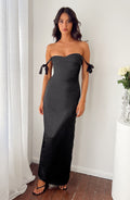 Sheridan Black Satin Maxi Dress