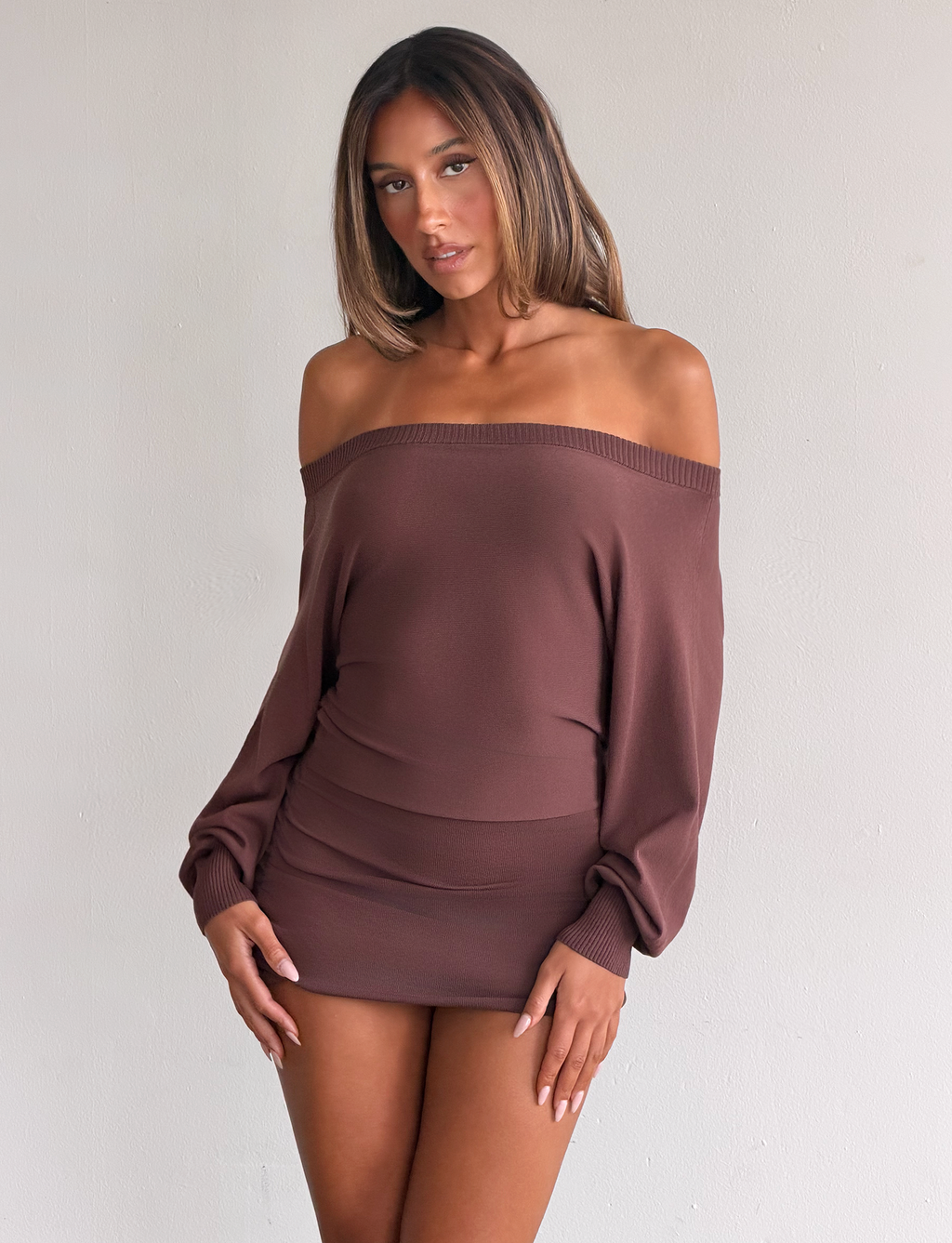 JANINE MINI DRESS - CHOCOLATE