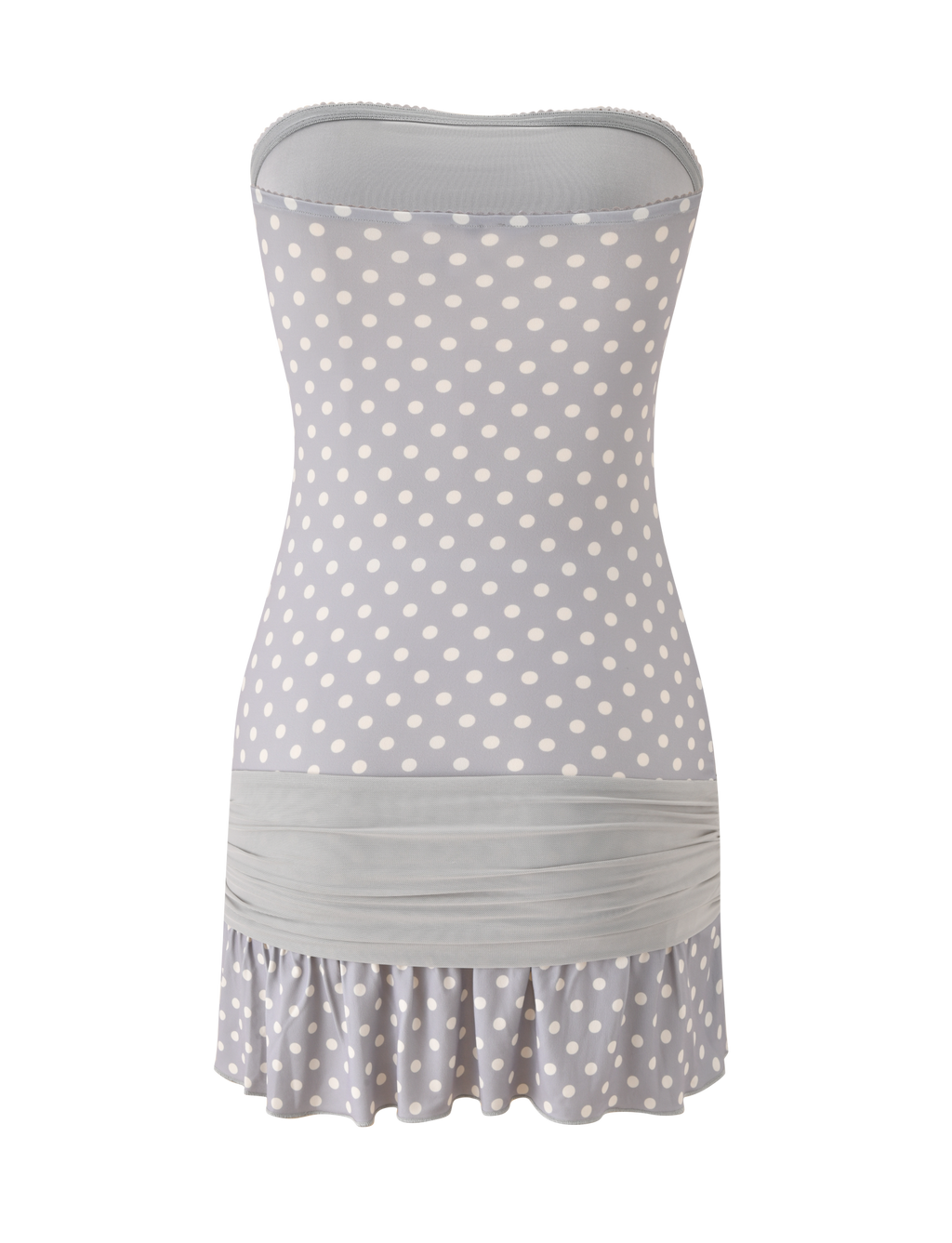 TOVE MINI DRESS - DOVE GREY AND CREAM DOT