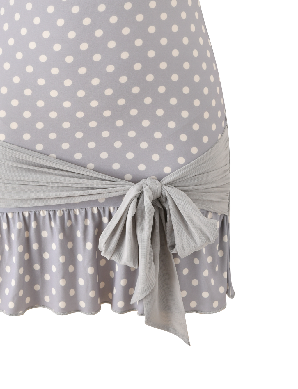 TOVE MINI DRESS - DOVE GREY AND CREAM DOT