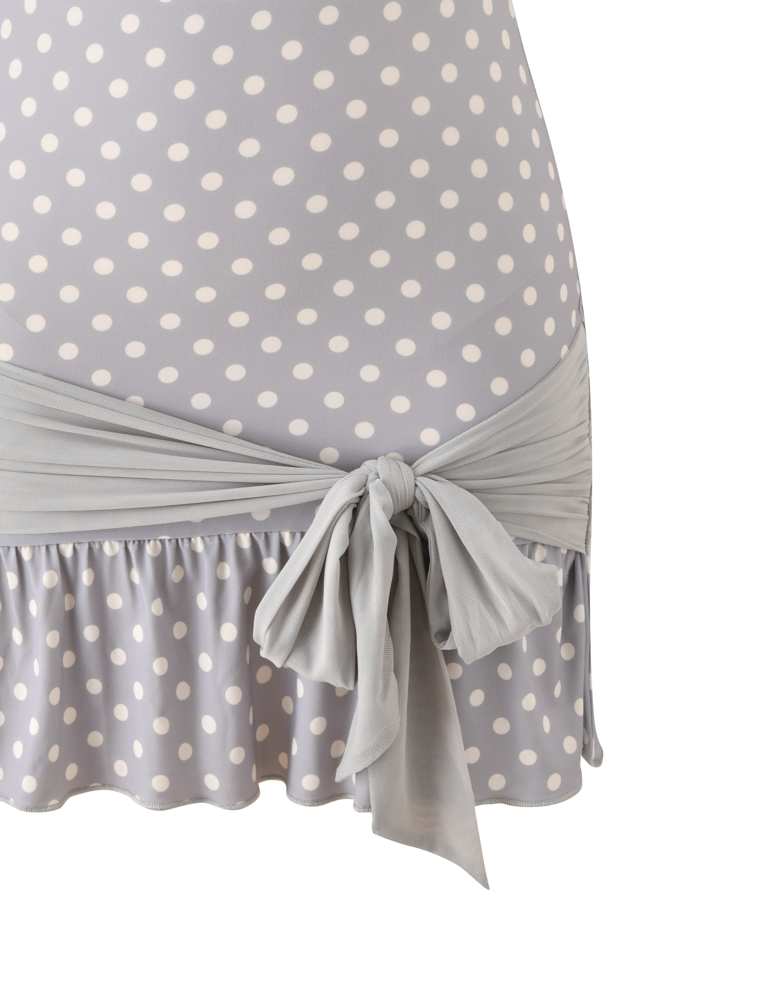 TOVE MINI DRESS - DOVE GREY AND CREAM DOT