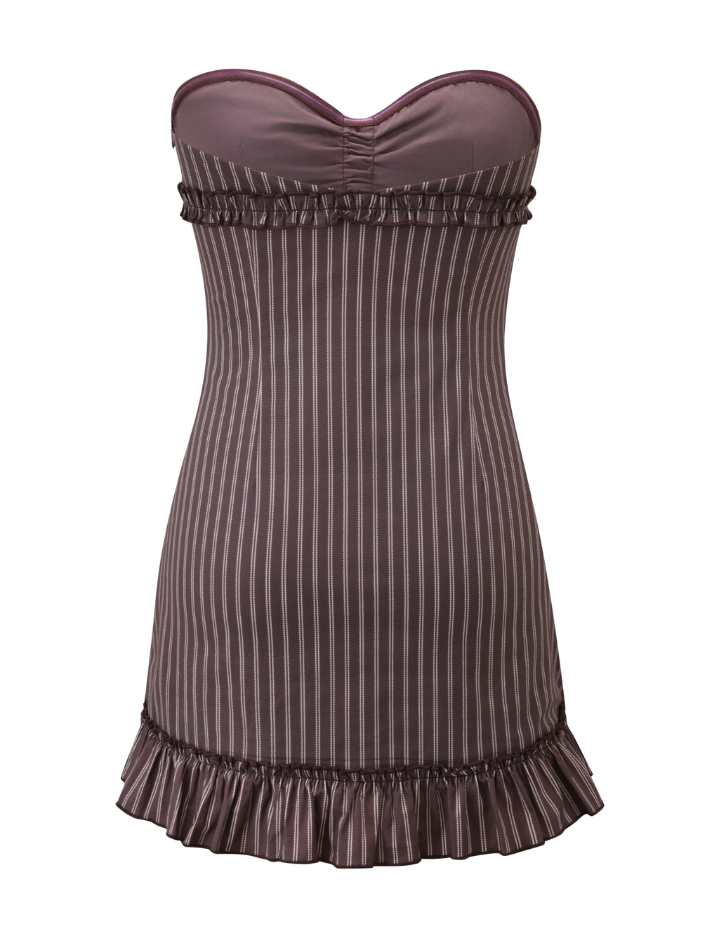 KITTIE STRAPLESS DRESS - BROWN AND CREAM STRIPE