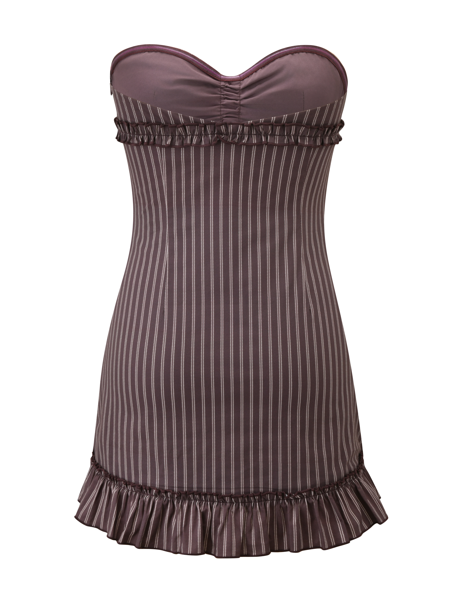 KITTIE STRAPLESS DRESS - BROWN AND CREAM STRIPE
