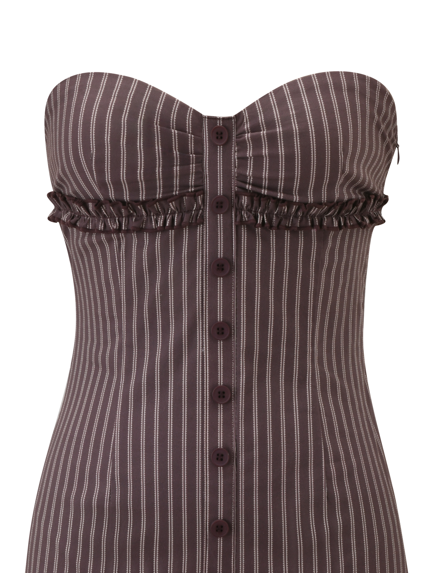 KITTIE STRAPLESS DRESS - BROWN AND CREAM STRIPE