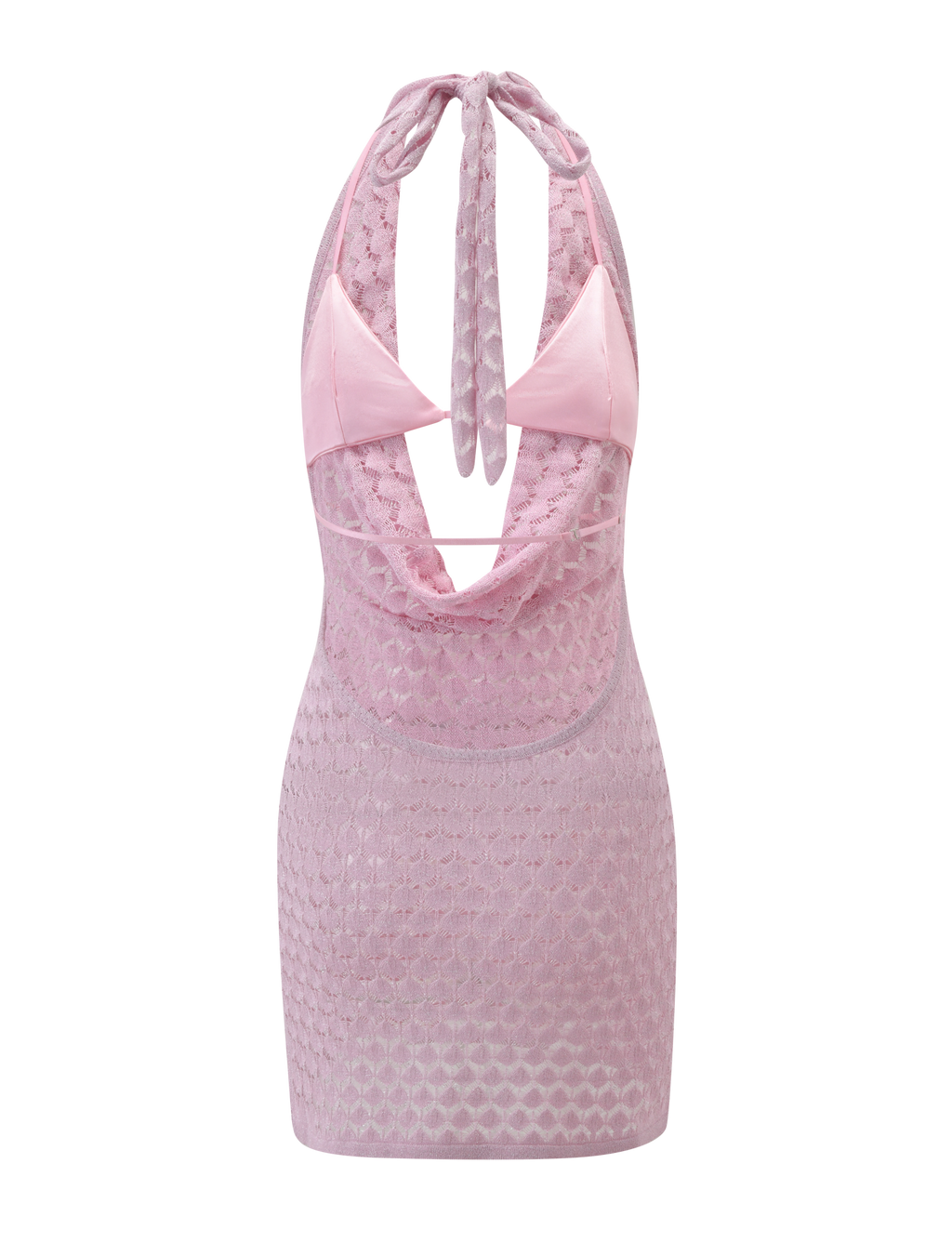 MAKENZIE CROCHET MINI DRESS - SHIMMER PINK