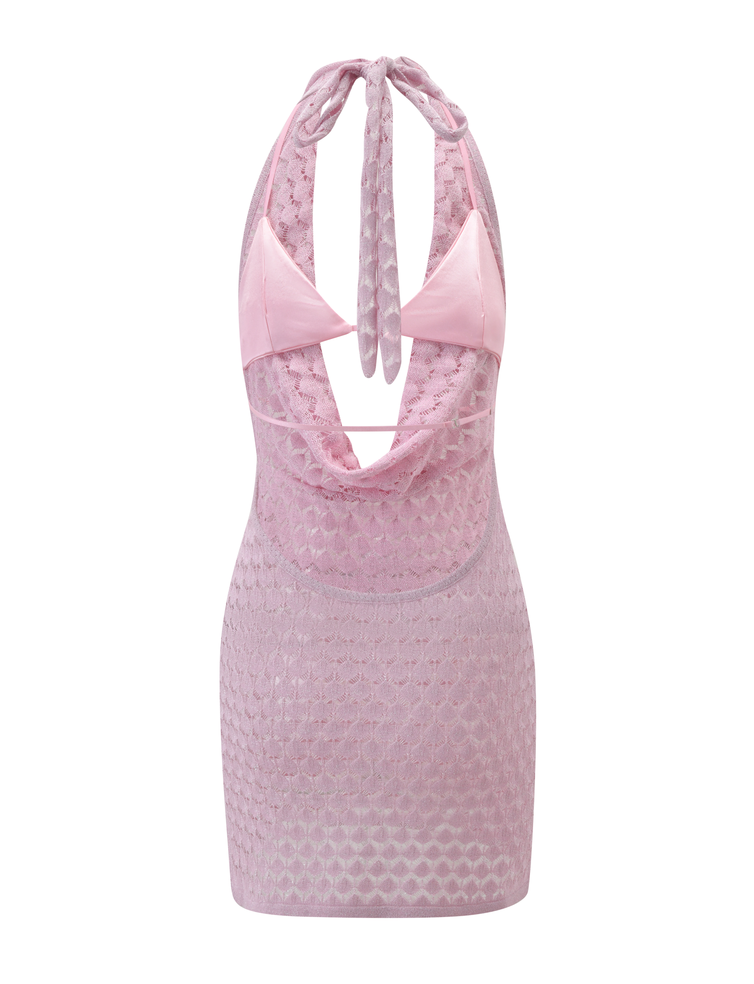 MAKENZIE CROCHET MINI DRESS - SHIMMER PINK
