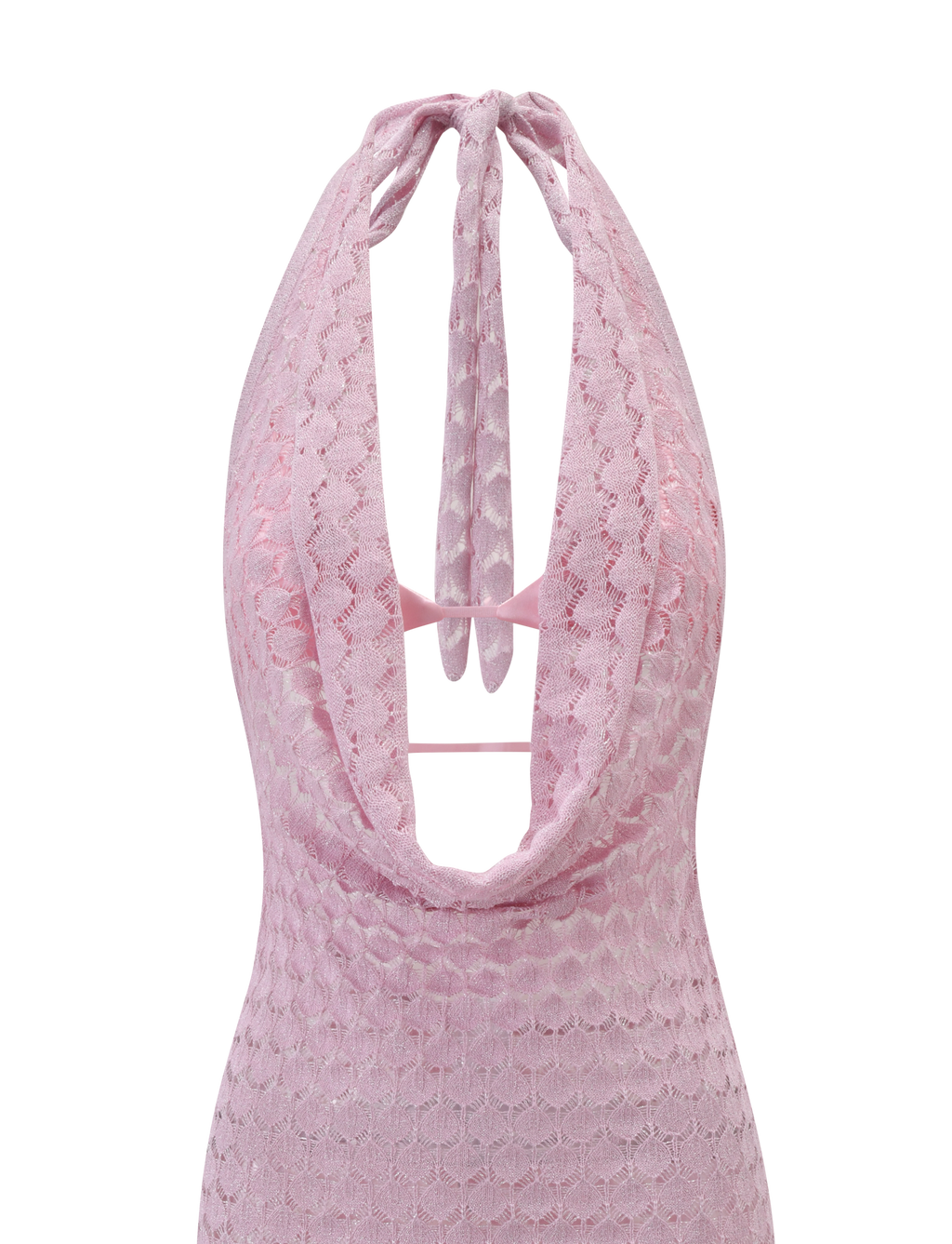 MAKENZIE CROCHET MINI DRESS - SHIMMER PINK